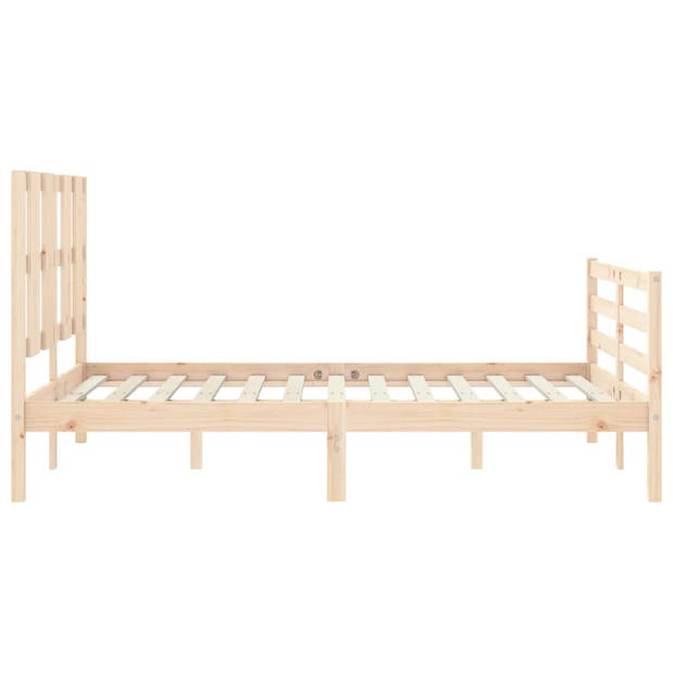 vidaXL Bedframe met hoofdbord massief hout