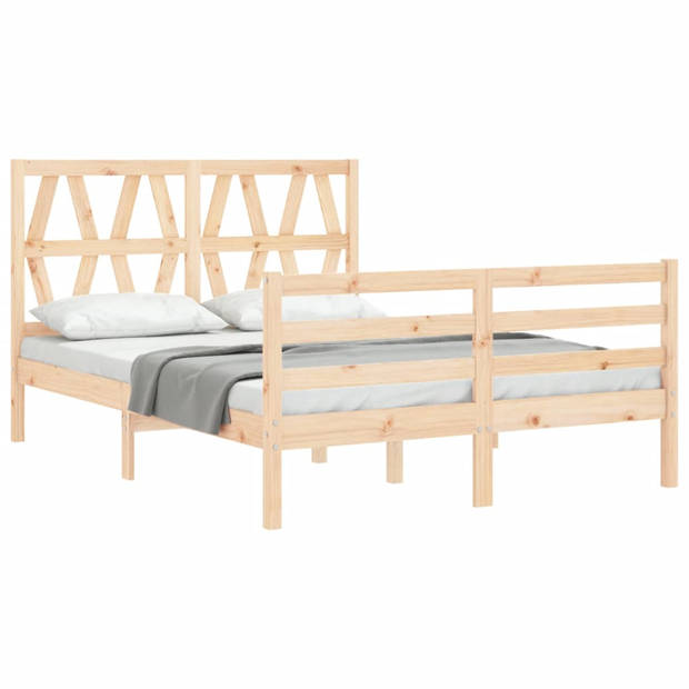 vidaXL Bedframe met hoofdbord massief hout