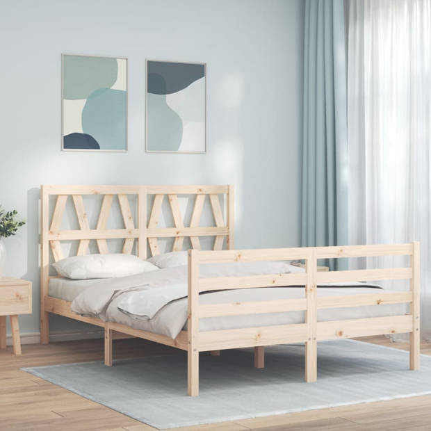 vidaXL Bedframe met hoofdbord massief hout