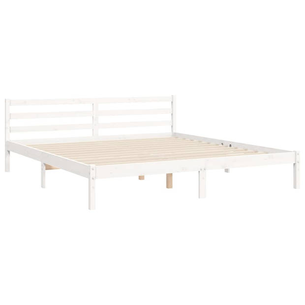 vidaXL Bedframe met hoofdbord massief hout wit