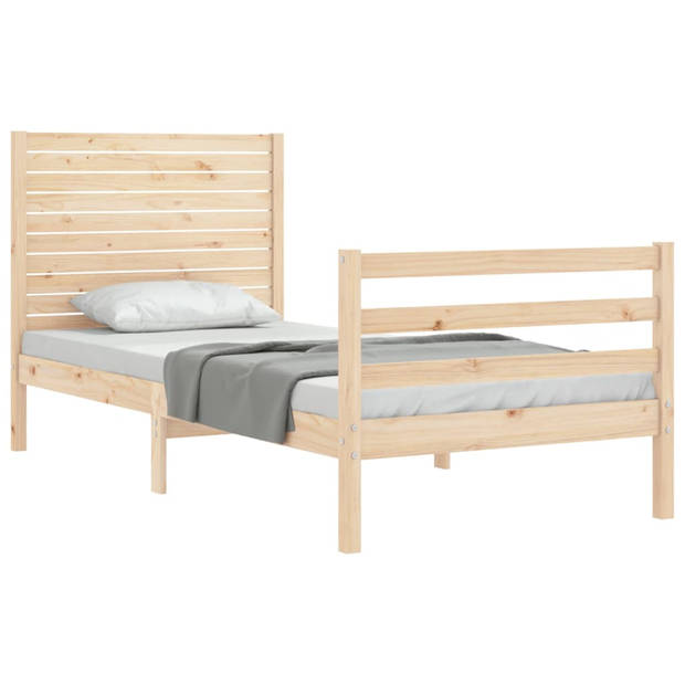 vidaXL Bedframe met hoofdbord massief hout