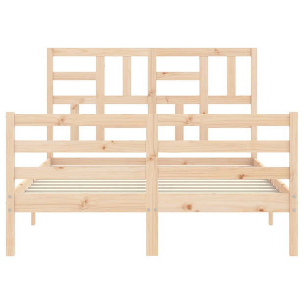 vidaXL Bedframe met hoofdbord massief hout 140x200 cm