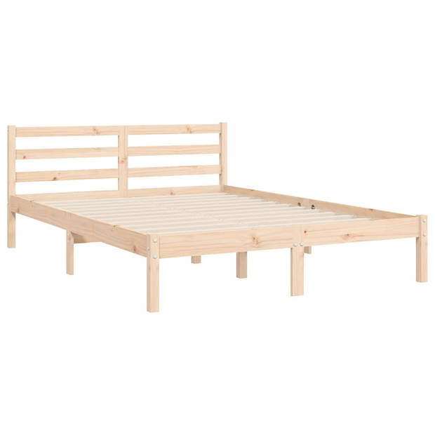 vidaXL Bedframe met hoofdbord massief hout 140x200 cm