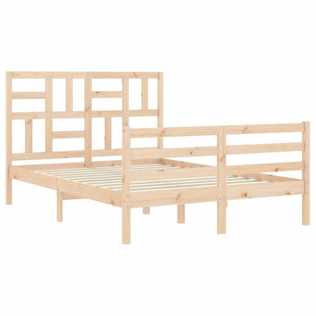 vidaXL Bedframe met hoofdbord massief hout 140x200 cm