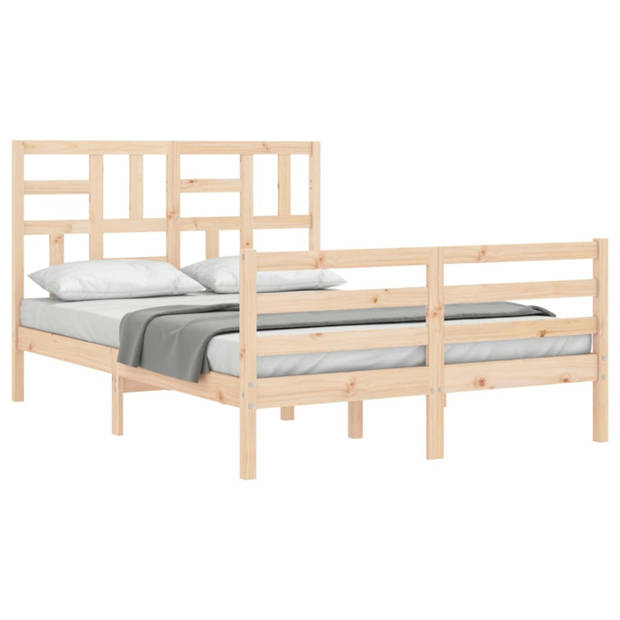 vidaXL Bedframe met hoofdbord massief hout 140x200 cm