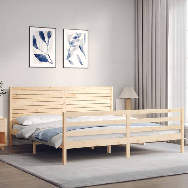 vidaXL Bedframe met hoofdbord massief hout 200x200 cm