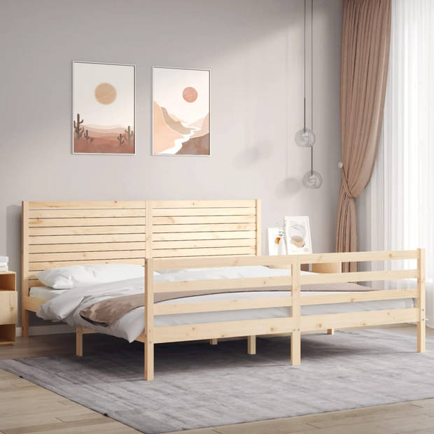 vidaXL Bedframe met hoofdbord massief hout 200x200 cm