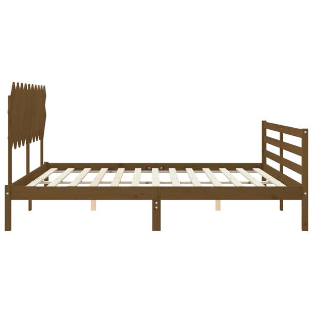 vidaXL Bedframe met hoofdbord massief hout honingbruin 200x200 cm