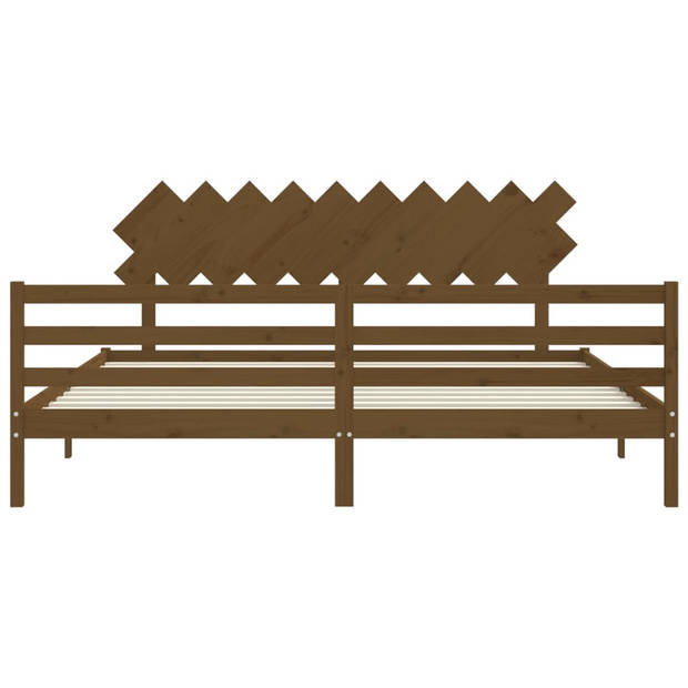 vidaXL Bedframe met hoofdbord massief hout honingbruin 200x200 cm