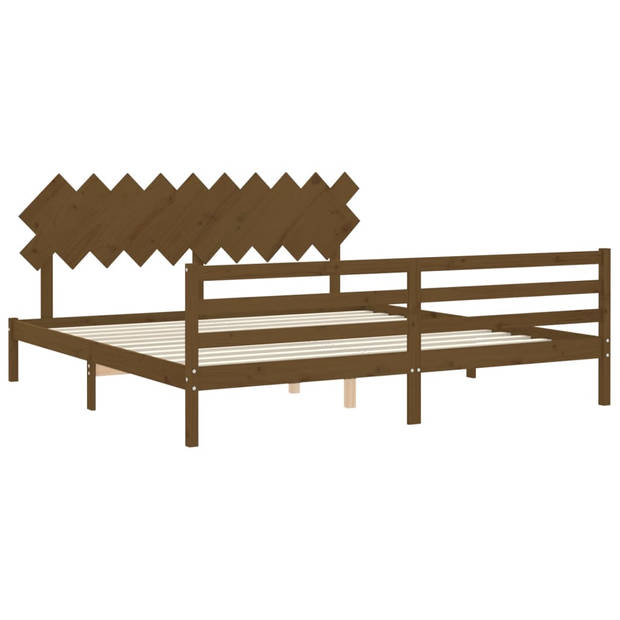 vidaXL Bedframe met hoofdbord massief hout honingbruin 200x200 cm