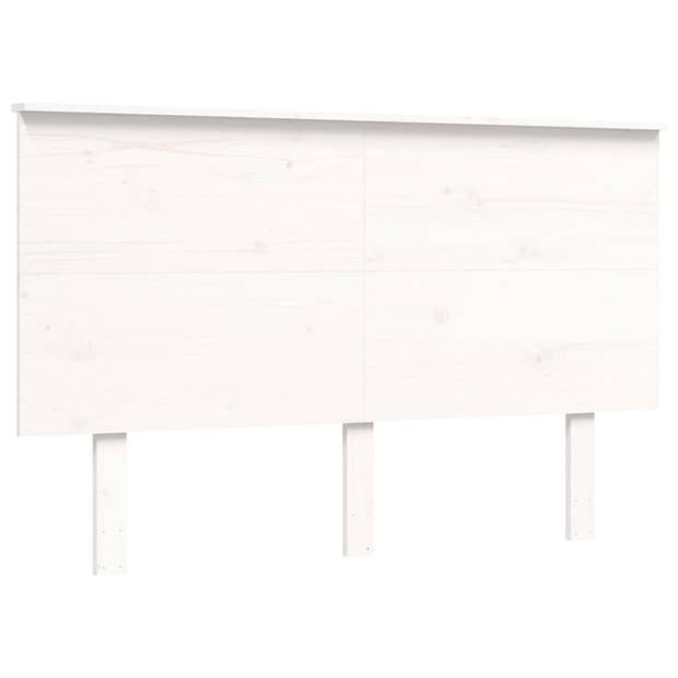 vidaXL Bedframe met hoofdbord massief hout wit 120x200 cm