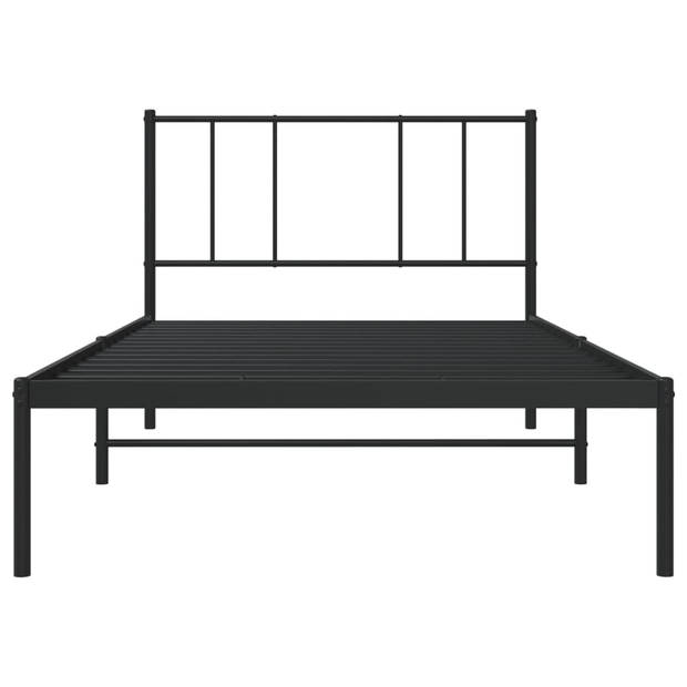 vidaXL Bedframe met hoofdbord metaal zwart 100x200 cm