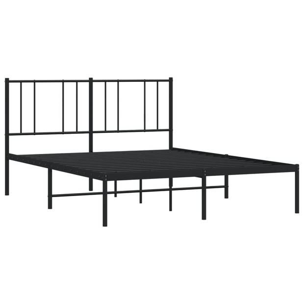 vidaXL Bedframe met hoofdbord metaal zwart 150x200 cm