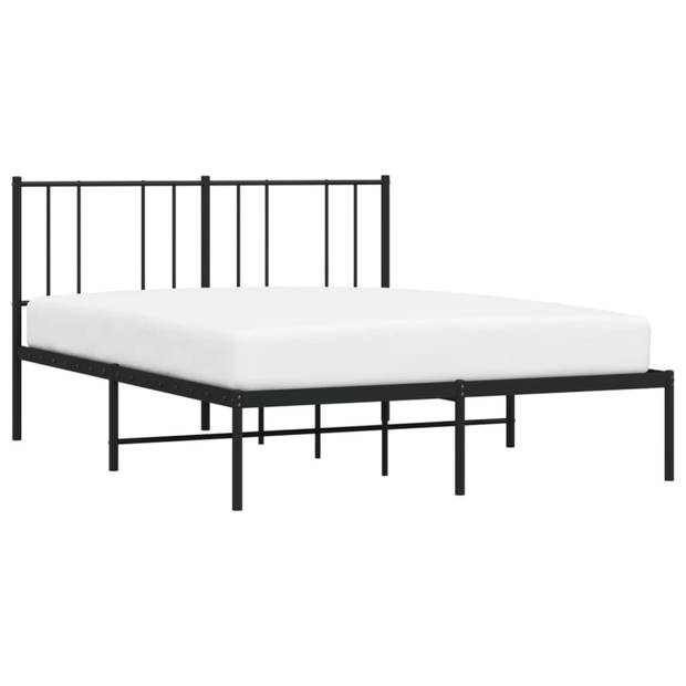 vidaXL Bedframe met hoofdbord metaal zwart 150x200 cm