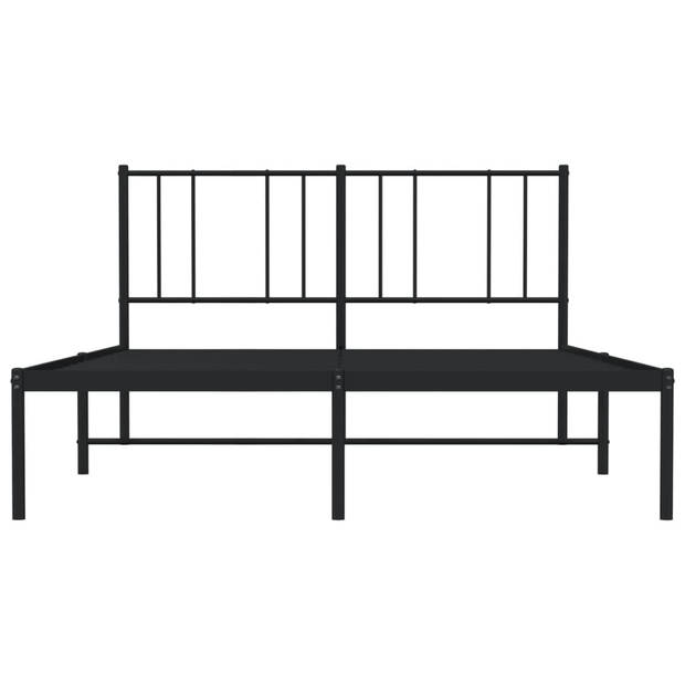 vidaXL Bedframe met hoofdbord metaal zwart 150x200 cm