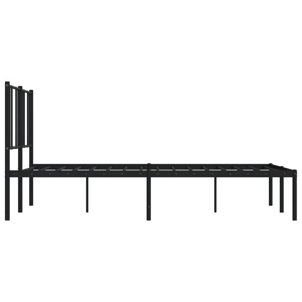 vidaXL Bedframe met hoofdbord metaal zwart 150x200 cm