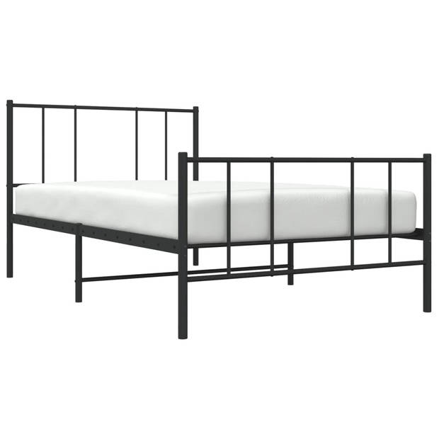 vidaXL Bedframe met hoofd- en voeteneinde metaal zwart 107x203 cm