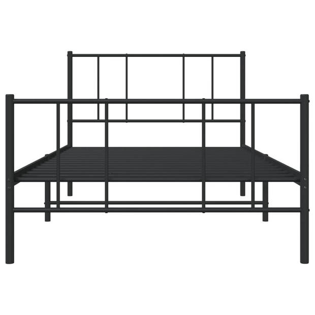 vidaXL Bedframe met hoofd- en voeteneinde metaal zwart 107x203 cm