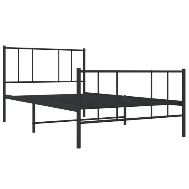 vidaXL Bedframe met hoofd- en voeteneinde metaal zwart 107x203 cm