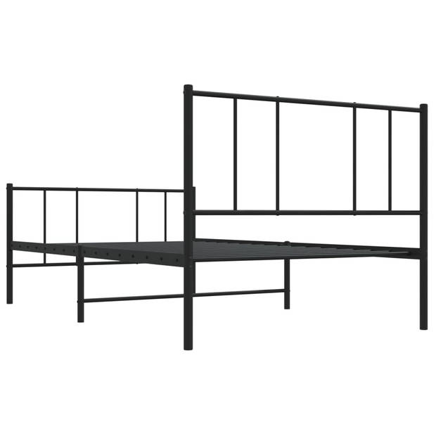 vidaXL Bedframe met hoofd- en voeteneinde metaal zwart 107x203 cm