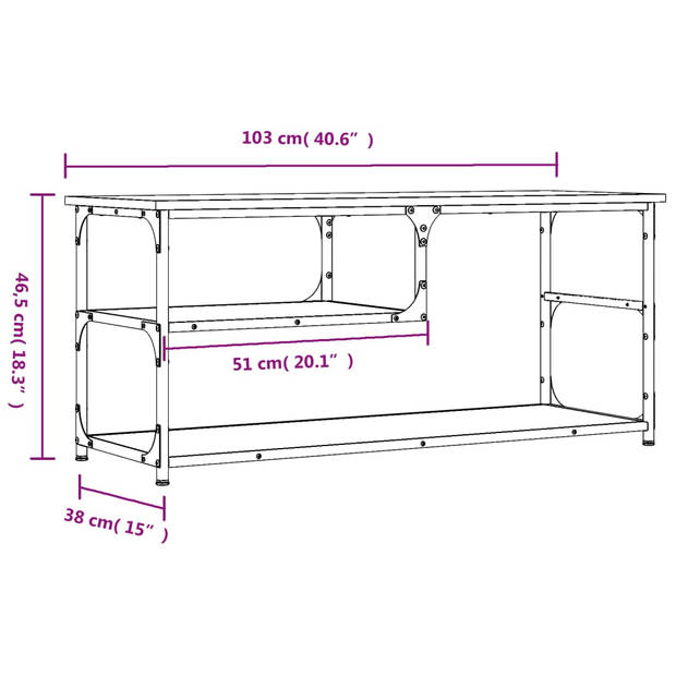 The Living Store TV-meubel Industrieel - 103x38x46.5 cm - Bruineiken