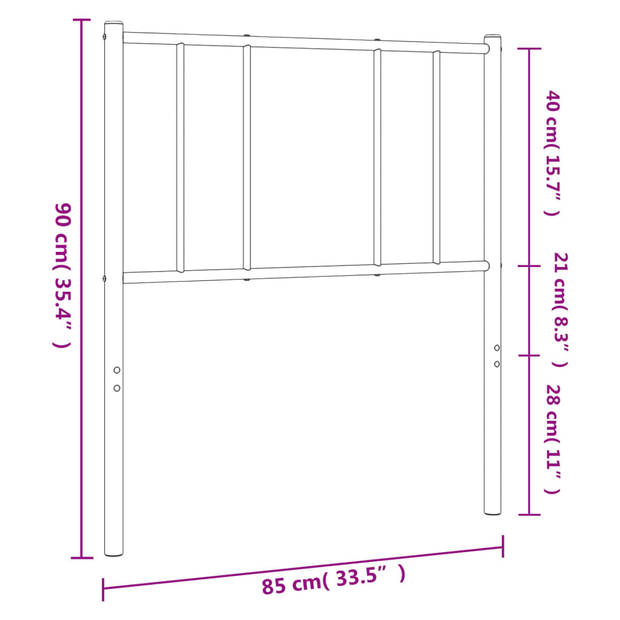 vidaXL Hoofdbord metaal wit 80 cm