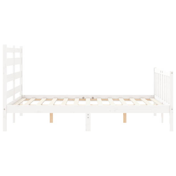 vidaXL Bedframe met hoofdbord massief hout wit 120x200 cm