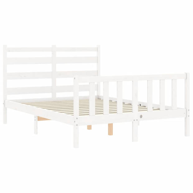 vidaXL Bedframe met hoofdbord massief hout wit 120x200 cm