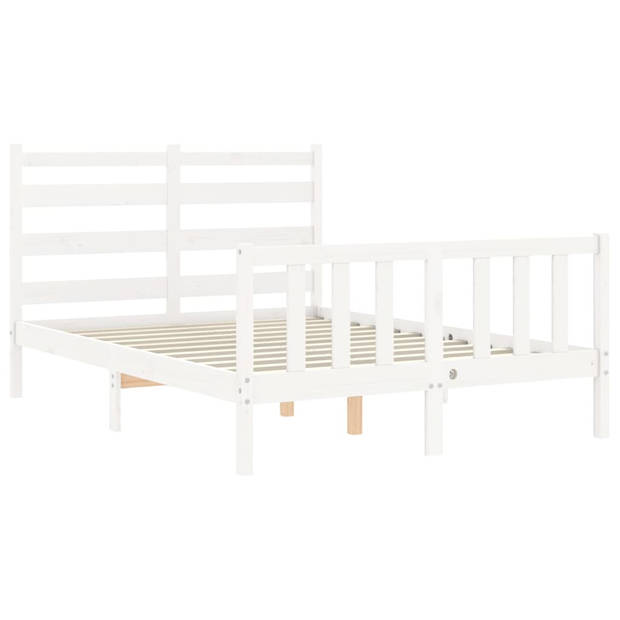 vidaXL Bedframe met hoofdbord massief hout wit