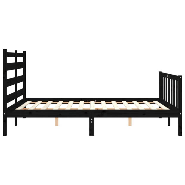 vidaXL Bedframe met hoofdbord massief hout zwart