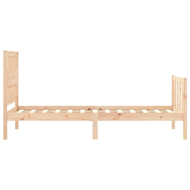vidaXL Bedframe met hoofdbord massief hout 90x200 cm