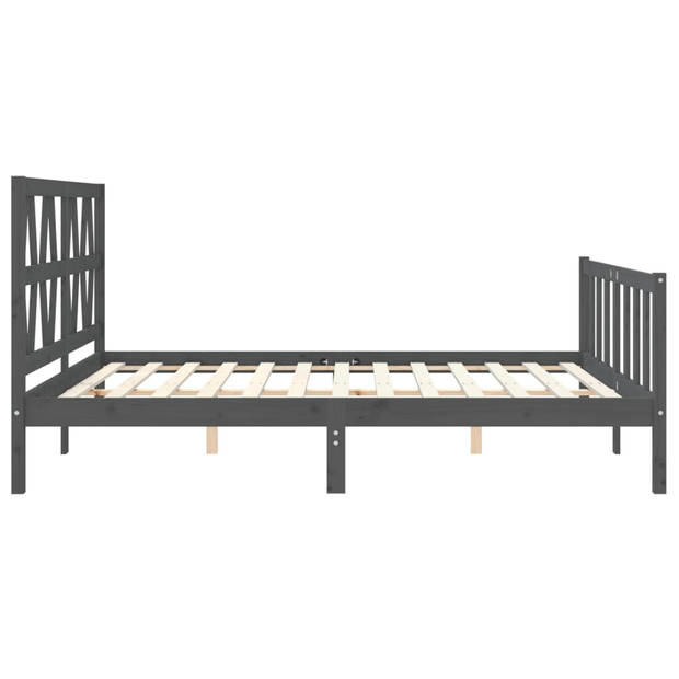 vidaXL Bedframe met hoofdbord massief hout grijs