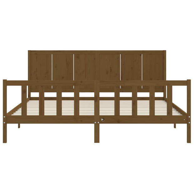 vidaXL Bedframe met hoofdbord massief hout honingbruin 200x200 cm