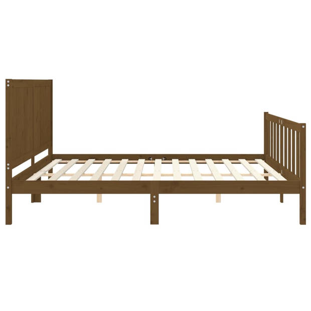 vidaXL Bedframe met hoofdbord massief hout honingbruin 200x200 cm