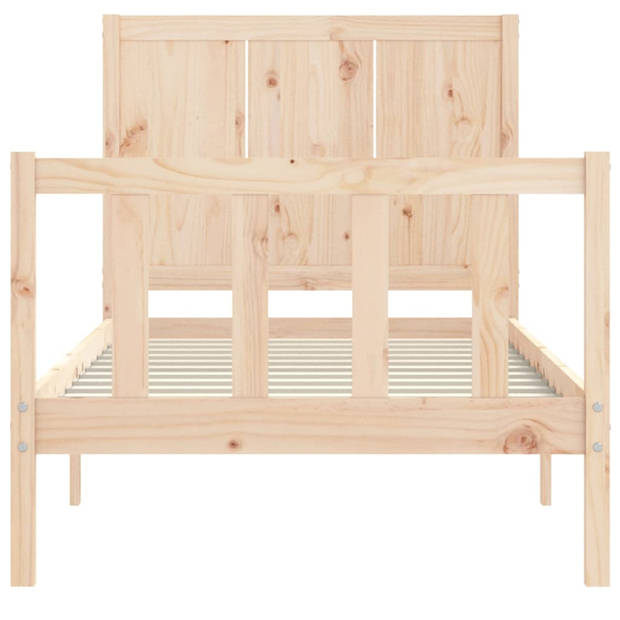 vidaXL Bedframe met hoofdbord massief hout 90x200 cm