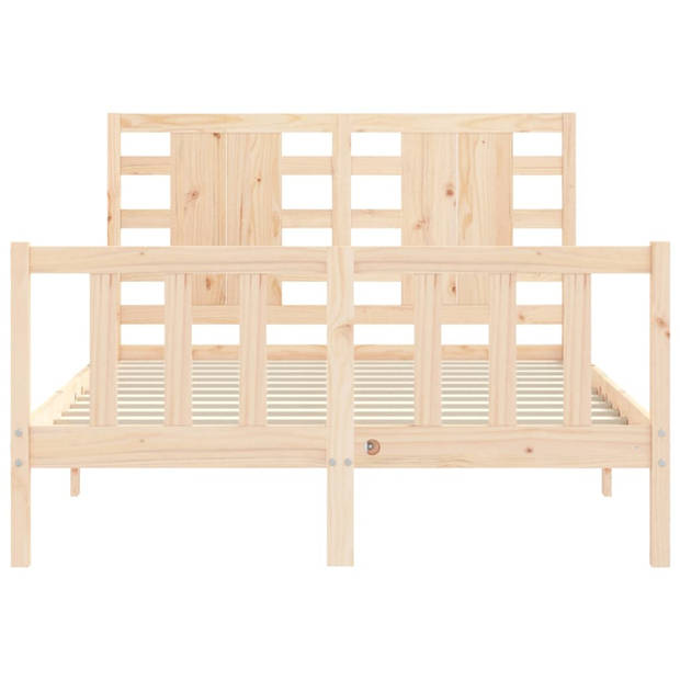 vidaXL Bedframe met hoofdbord massief hout