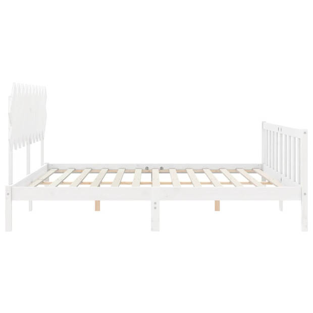 vidaXL Bedframe met hoofdbord massief hout wit