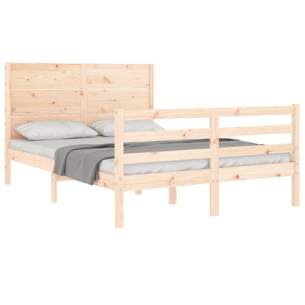 vidaXL Bedframe met hoofdbord massief hout