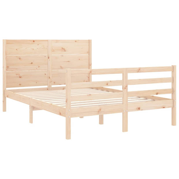 vidaXL Bedframe met hoofdbord massief hout