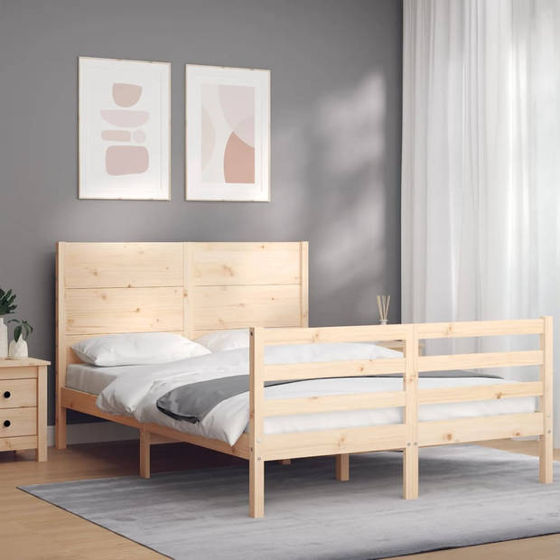 vidaXL Bedframe met hoofdbord massief hout