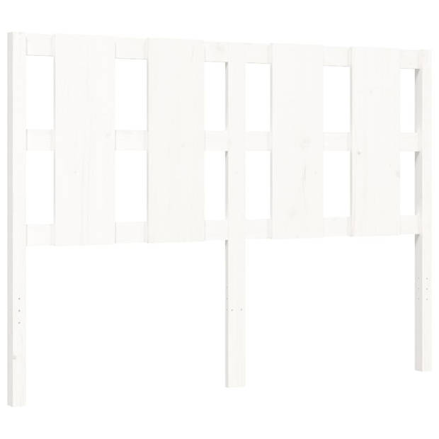 vidaXL Bedframe met hoofdbord massief hout wit