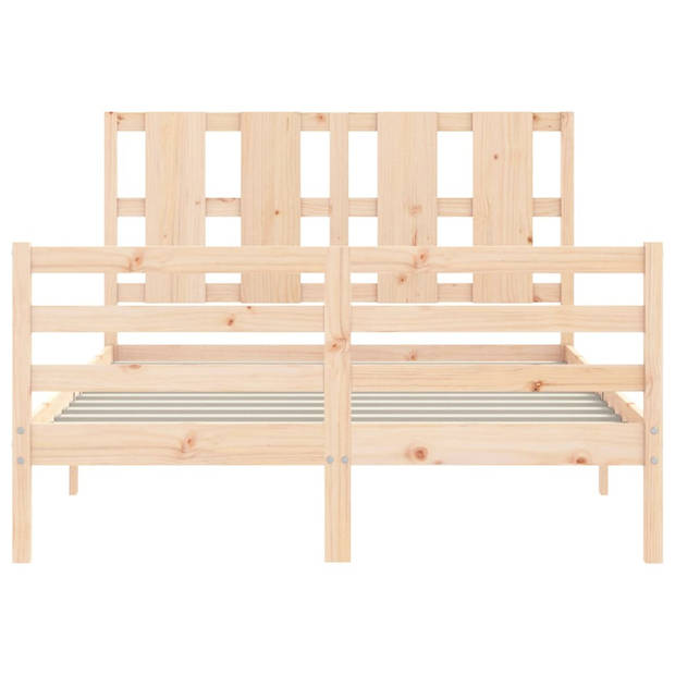 vidaXL Bedframe met hoofdbord massief hout