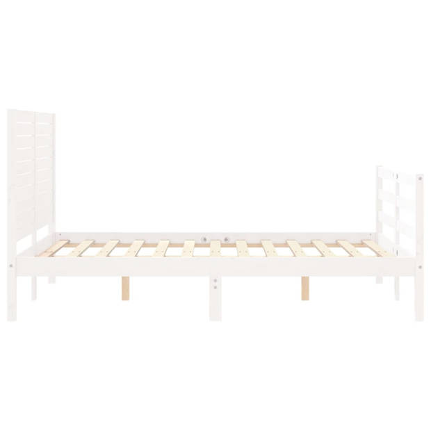 vidaXL Bedframe met hoofdbord massief hout wit