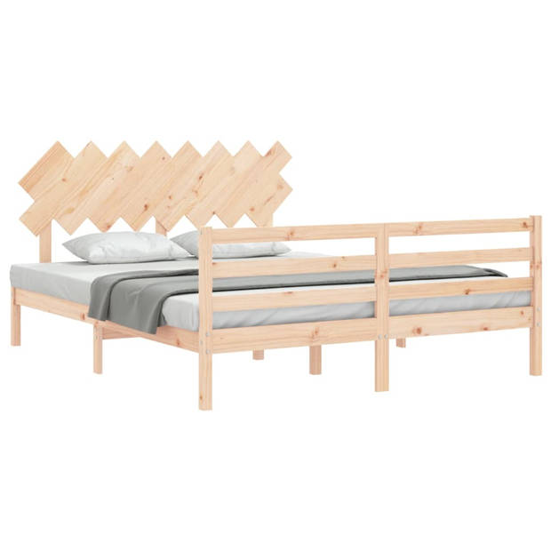 vidaXL Bedframe met hoofdbord massief hout 160x200 cm