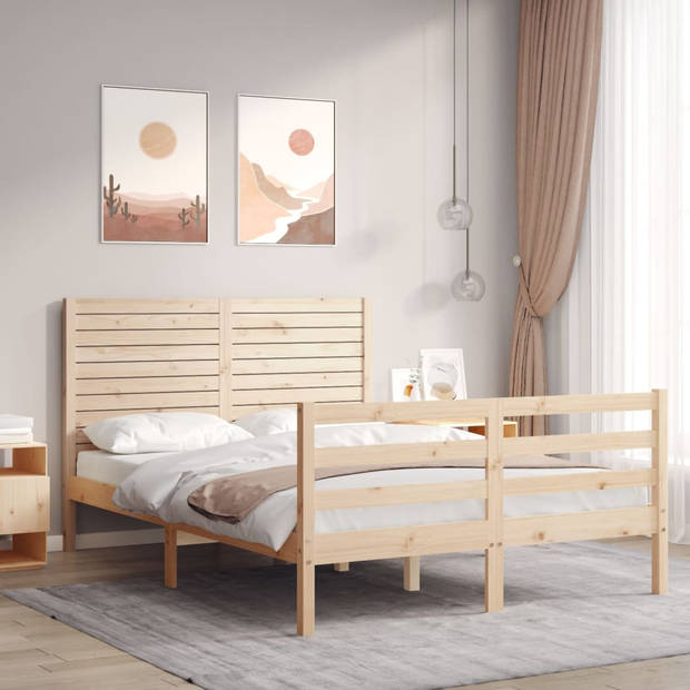 vidaXL Bedframe met hoofdbord massief hout 120x200 cm