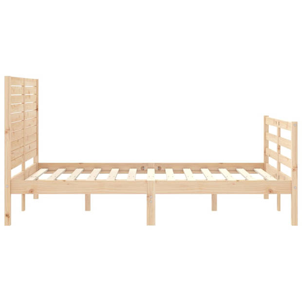 vidaXL Bedframe met hoofdbord massief hout 120x200 cm