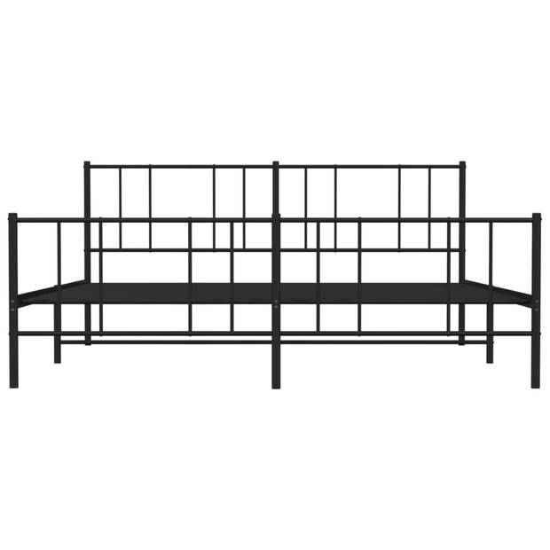 vidaXL Bedframe met hoofd- en voeteneinde metaal zwart 200x200 cm