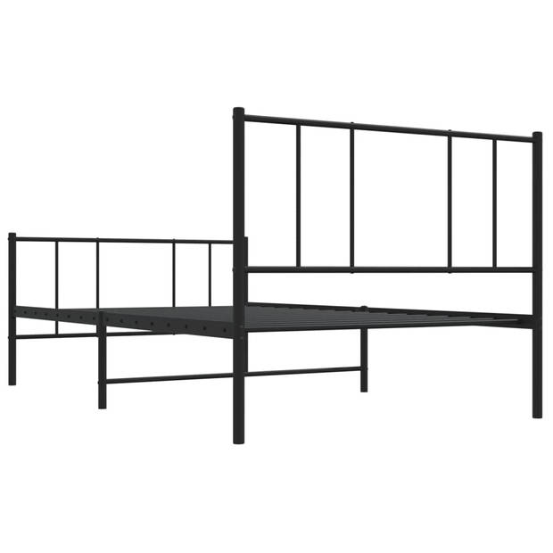 vidaXL Bedframe met hoofd- en voeteneinde metaal zwart 90x200 cm