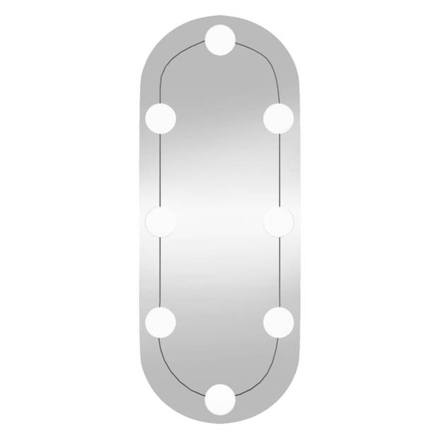 vidaXL Wandspiegel met LED's ovaal 20x50 cm glas