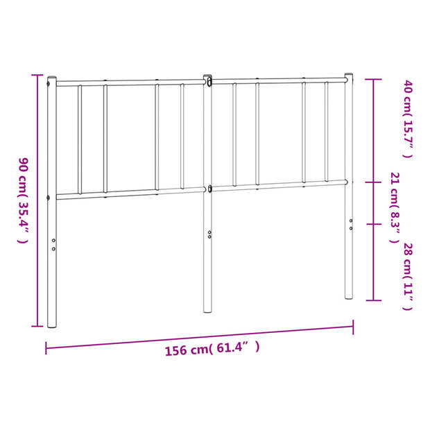 vidaXL Hoofdbord 150 cm metaal zwart